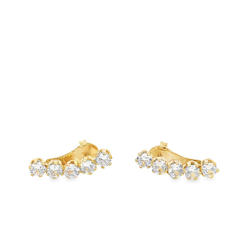 Blazed Bezel Stone Ear Arc Earrings