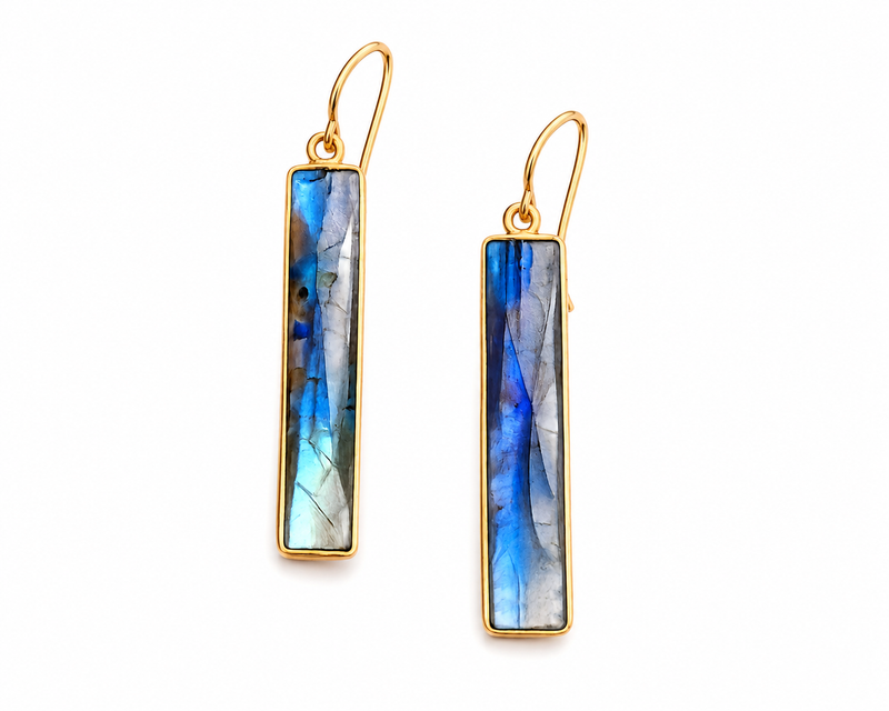 Blue Flash Labradorite Drop Earrings