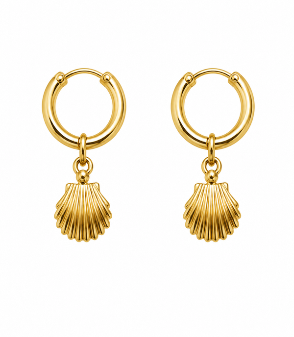 Sunlit Shell Hoop Earrings