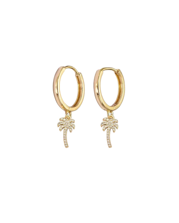 Palm Tree Huggie Hoop Earrings