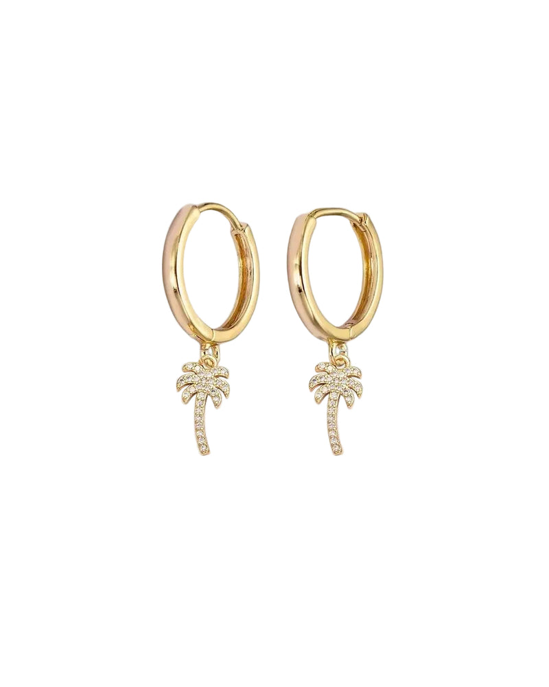 Palm Tree Huggie Hoop Earrings