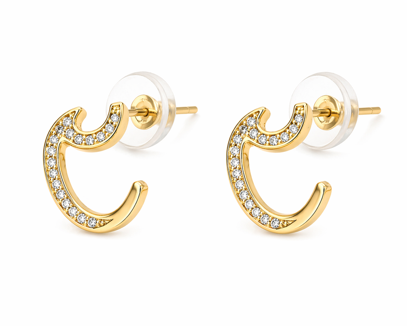 CZ Gold Wave Huggie Hoops