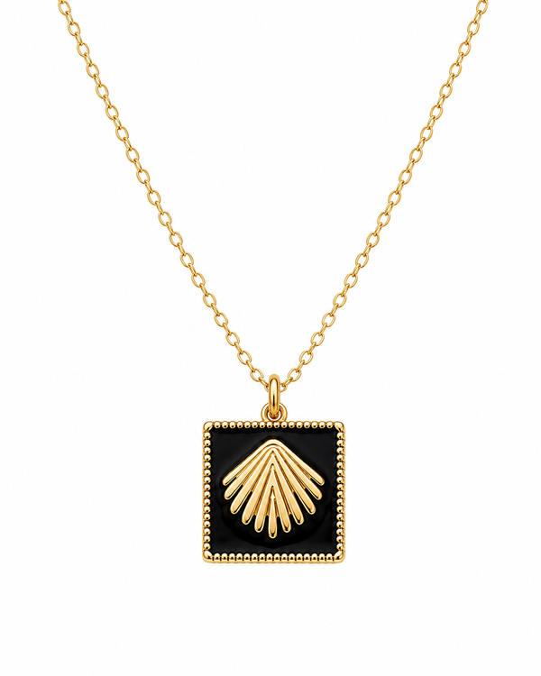Noir Sunburst Charm Necklace