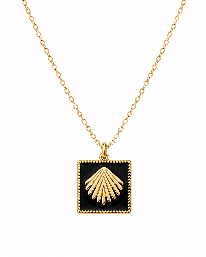 Noir Sunburst Charm Necklace
