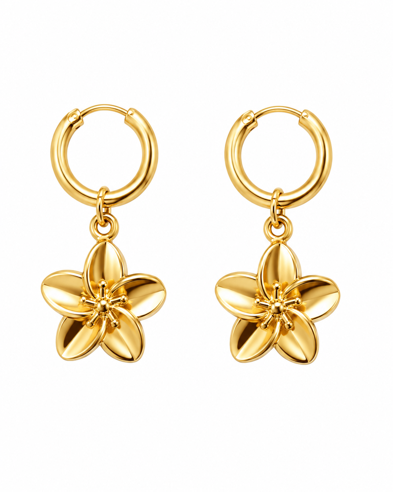 Plumeria Bloom Hoop Earrings