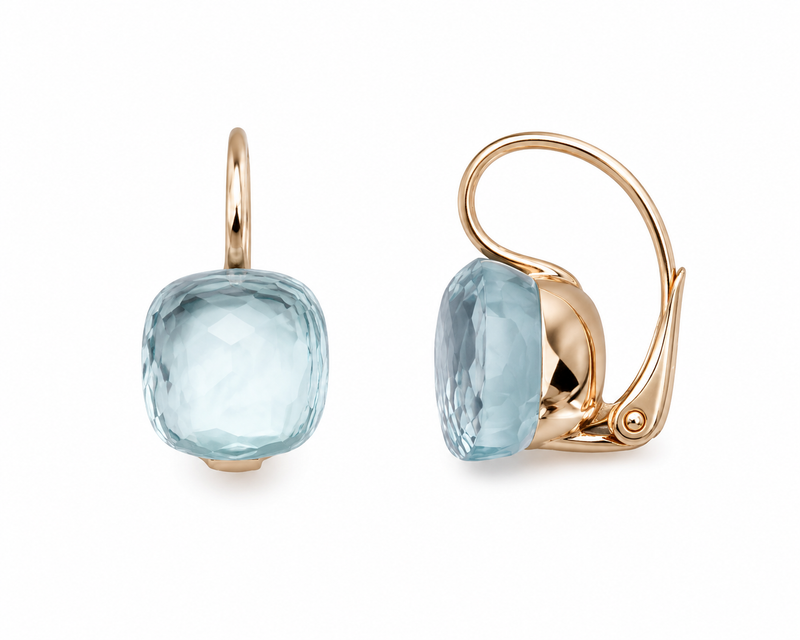 Aqua Cushion Drop Earrings