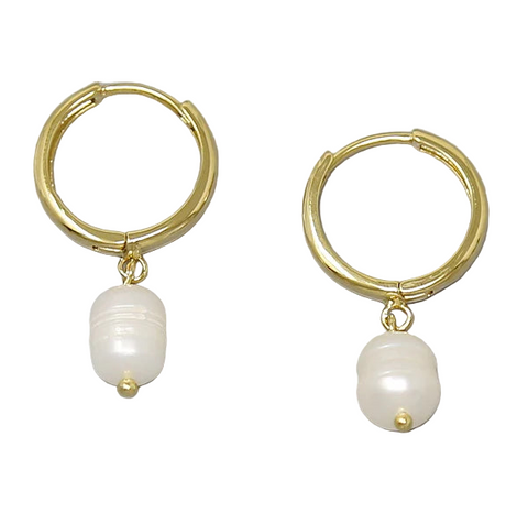 Fresh Pearl Hoop Earrings