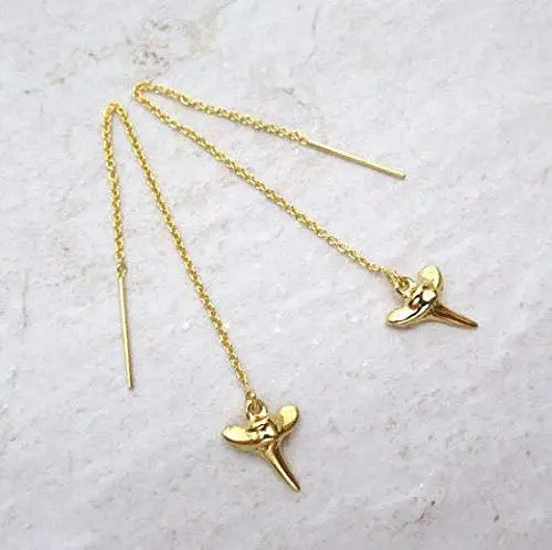 Shark Tooth Threader Earrings
