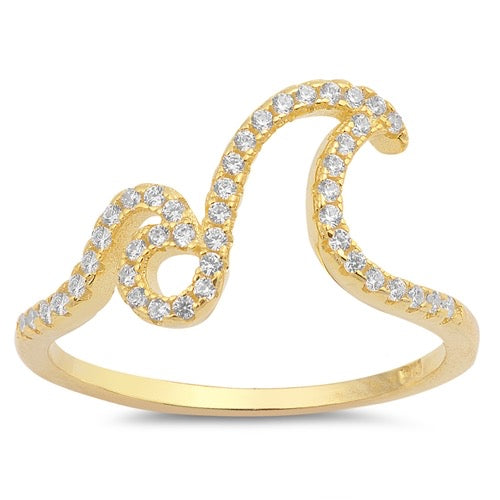 Golden CZ Wave Ring