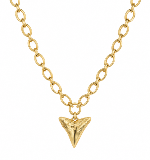 Mega Shark Tooth Pendant Necklace with Chunky Chain