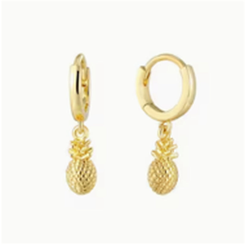 Gold-tone pineapple drop earrings