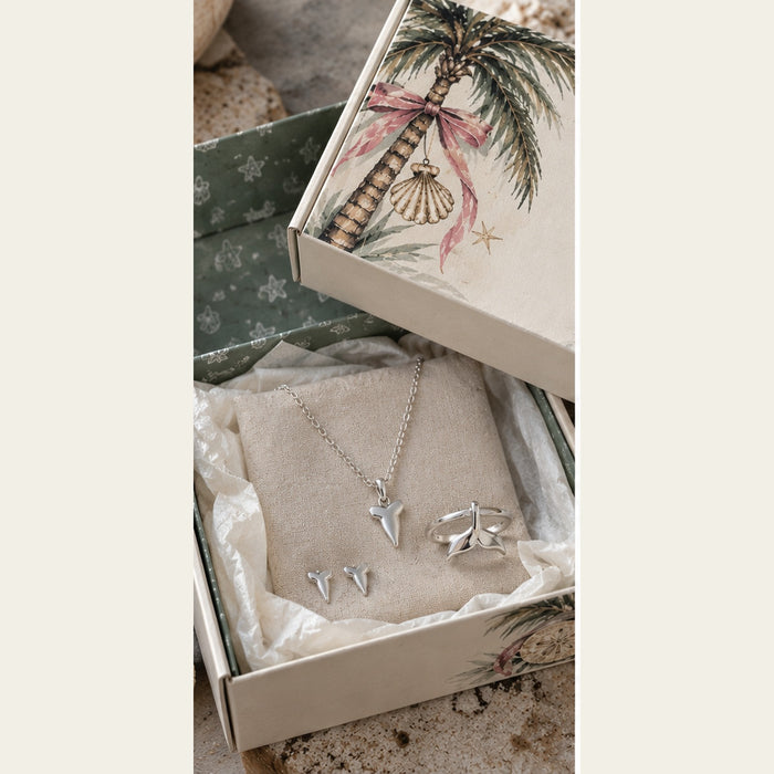BEYOU Shark Bite sterling silver gift set in holiday gift box
