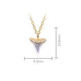 Capped Two Tone Shark Tooth Pendant Necklace