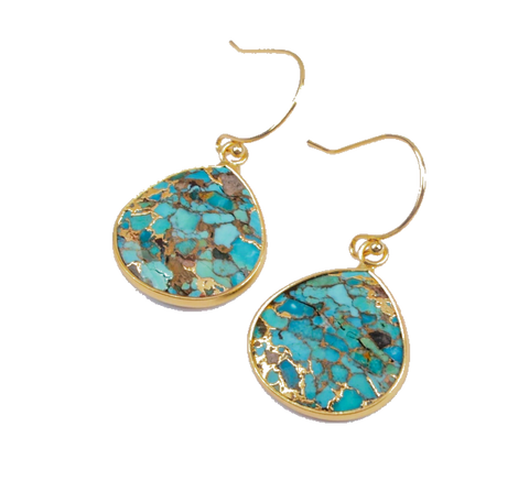 Waves And Rays Copper Turquoise Earrings