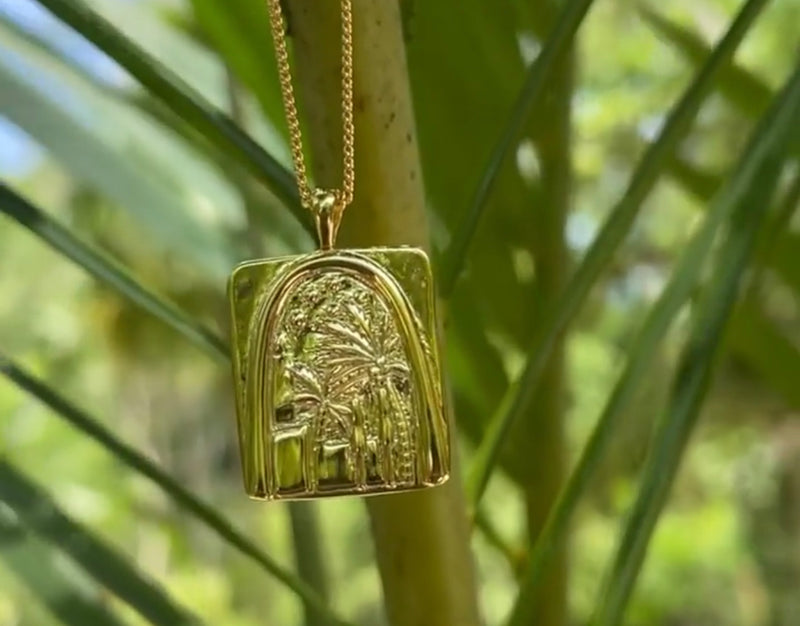 Tropical Oasis Palm Tree Pendant Necklace