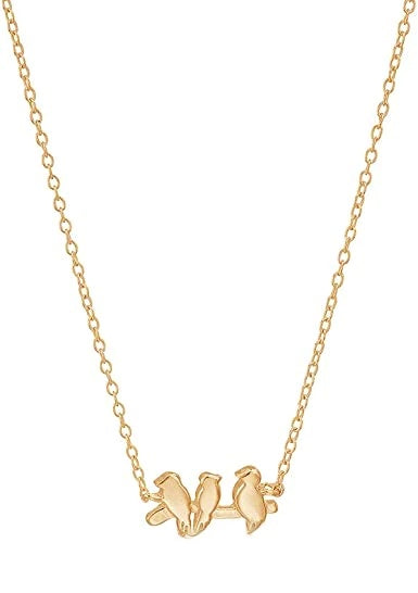 Gold & Solitaire Diamond Sparrow Bird Pendant Chain Necklace 18k Yellow Gold  | eBay