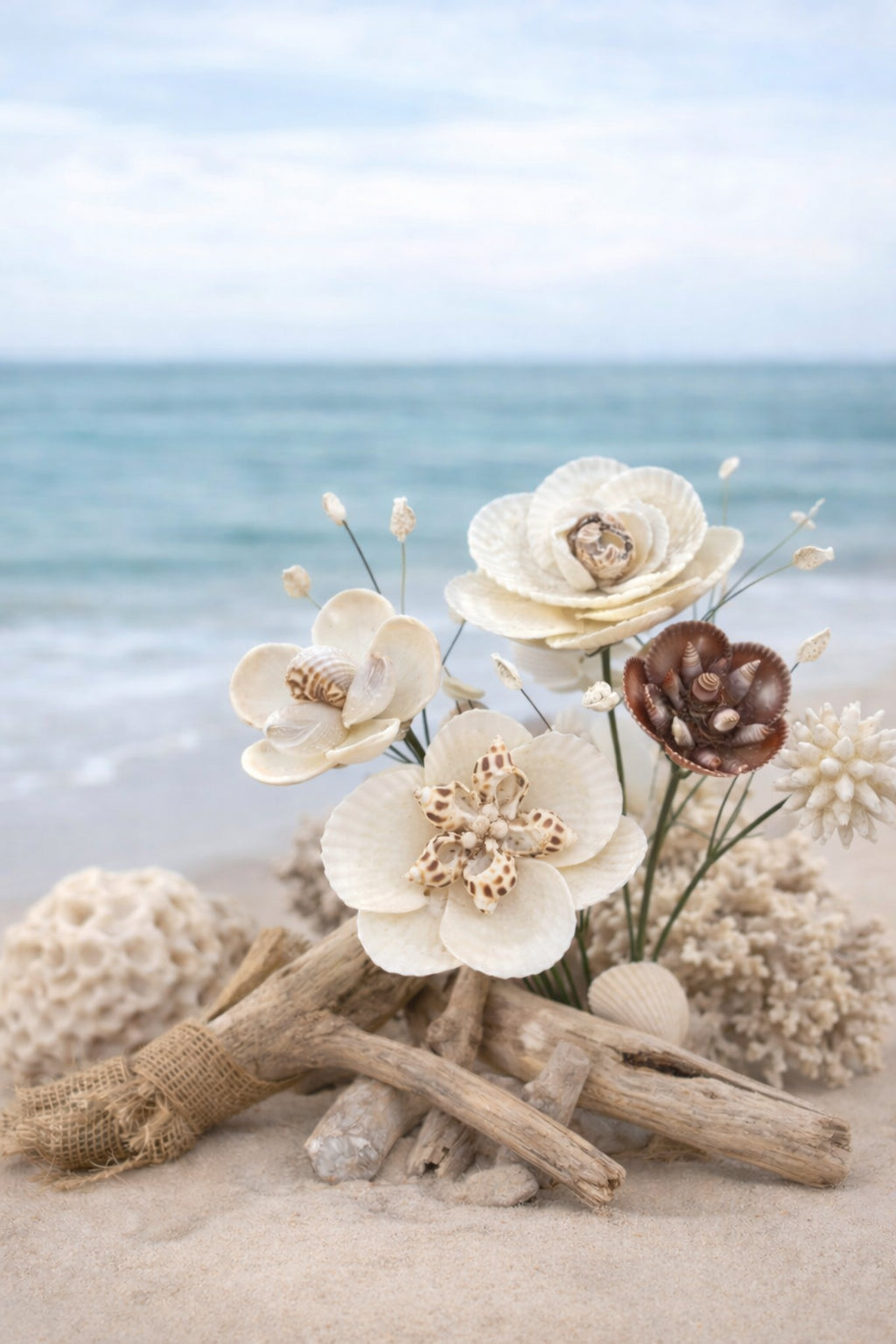 Coastal Blooms — handmade shell florals